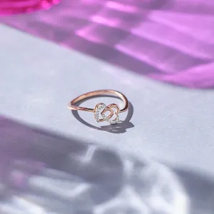 0.20 Ct Round Diamond Love Wink Anniversary Band Ring For Women 14k Rose Gold Two Tone Plated Love Beat Diamond Ring 925 Sterling Silver Handmade Romantica Contour Ring Gift For Her