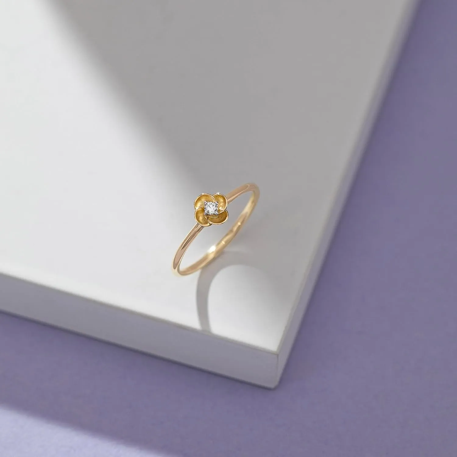 0.50 Ct Round Cut Diamond Dainty Flower Solitaire Engagement Ring For Women 14k Yellow Gold Two Tone Plated Stacking Sunflower Ring 925 Sterling Silver Handmade Christmas Ring Gift For Him