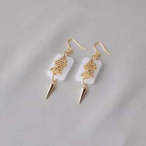 1-bamboos tile&studs  earrings