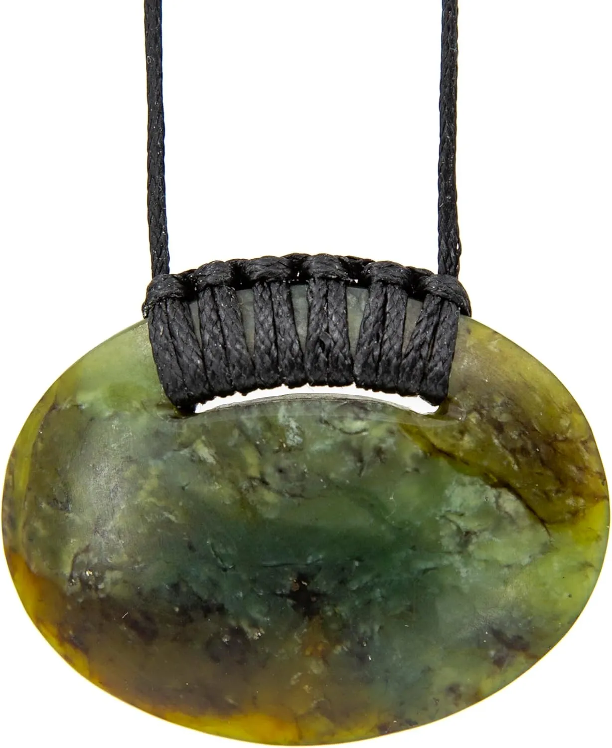 100% New Zealand Jade Necklace for Men and Women, Hand Carved Maori Necklace Jade Pendant for Men With Black Adjustable Cord, Pounamu Green Stone Necklace, Oval Drop Nephrite Jade Necklace 1.7in
