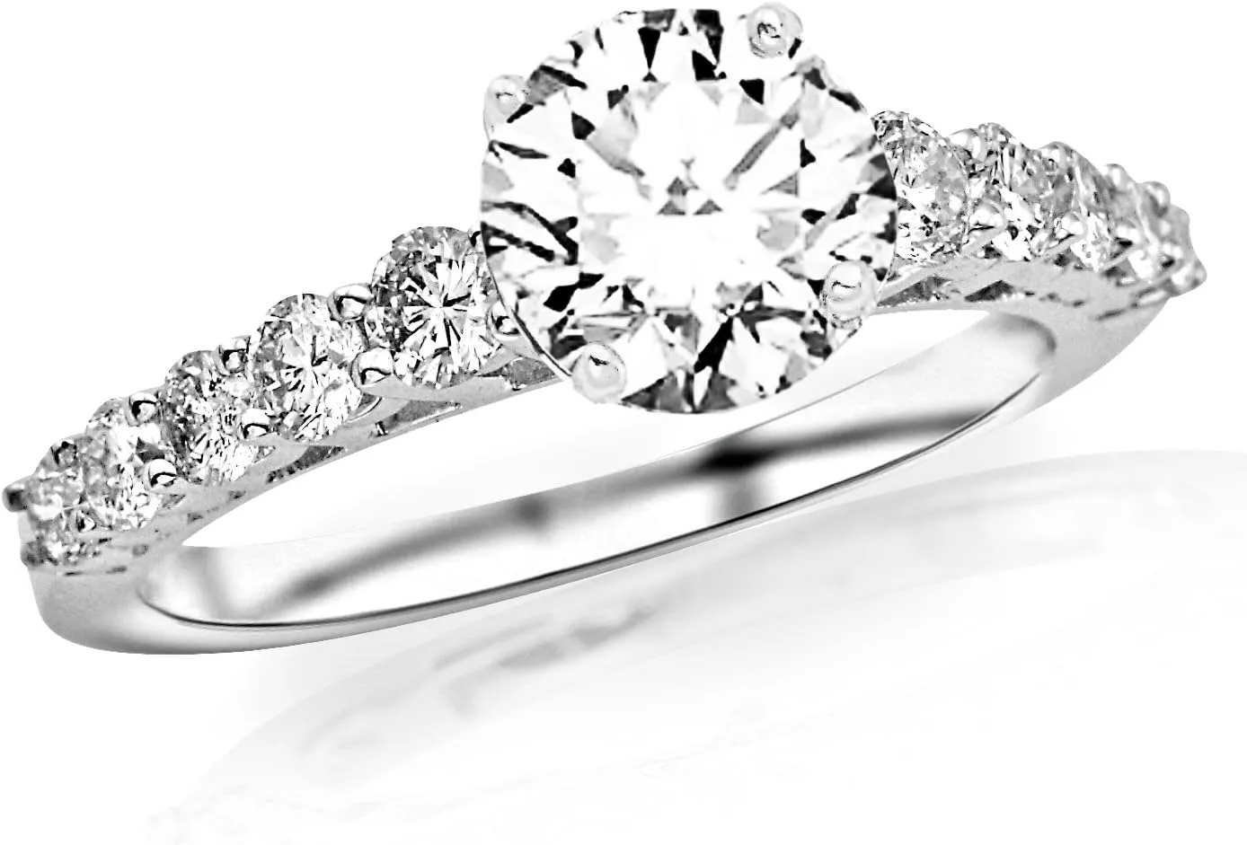 1.02 Carat Classic U Prong Diamond Engagement Ring with a 0.37 Carat G-H I2 Center