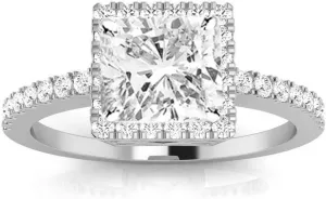 1.04 Carat t.w. Cushion Modified Square Halo Style Single Row Diamond Engagement Ring G/VS2 Clarity Center Stones.