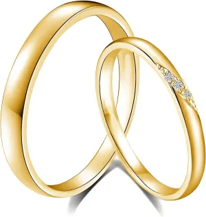 10K 14K 18K Solid Gold Couple Ring Sets, Moissanite Couple Wedding Rings Set for Men and Women, Customized His and Hers Rings Matching Promise Rings Free Engraving for Anniversary Engagement(set 12)