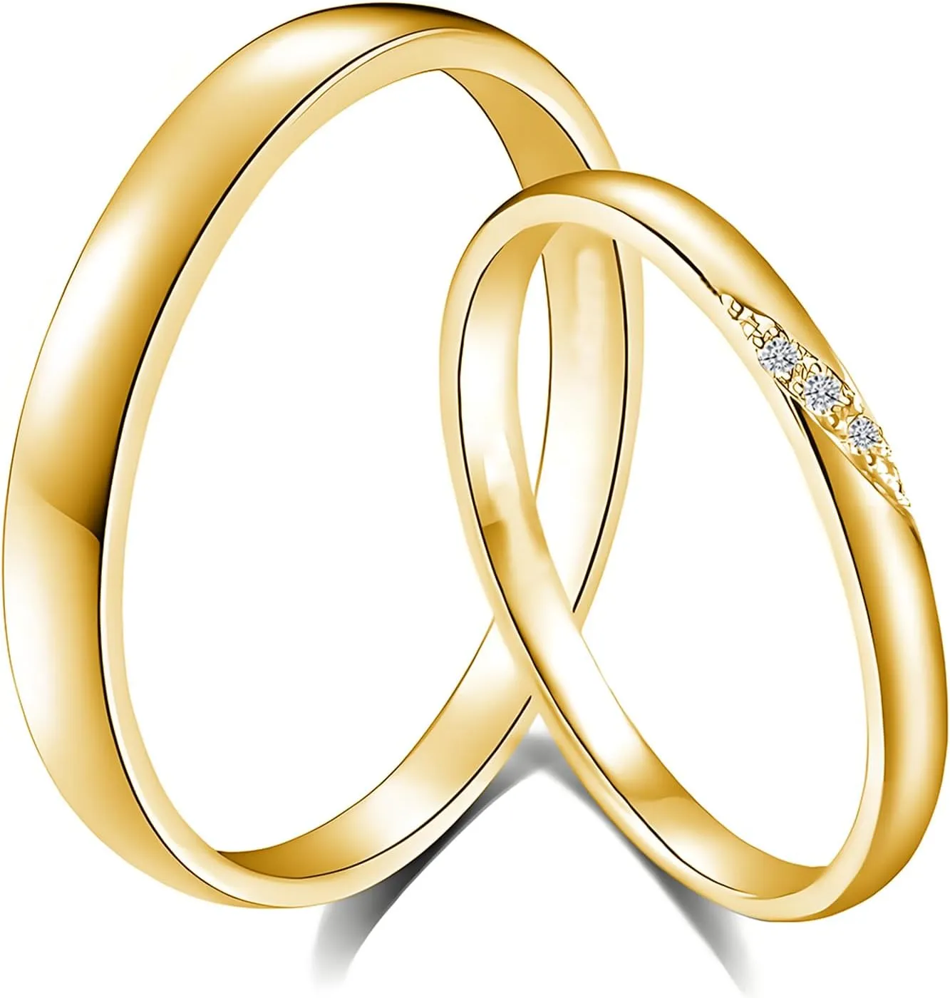 10K 14K 18K Solid Gold Couple Ring Sets, Moissanite Couple Wedding Rings Set for Men and Women, Customized His and Hers Rings Matching Promise Rings Free Engraving for Anniversary Engagement(set 12)