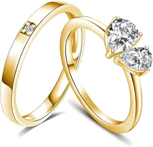 10K 14K 18K Solid Gold Couple Ring Sets, Moissanite Couple Wedding Rings Set for Men and Women, Customized His and Hers Rings Matching Promise Rings Free Engraving for Anniversary Engagement(set 13)
