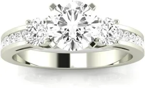 1.1 Carat t.w. Round Channel Set 3 Three Stone Diamond Engagement Ring H-I I2 Clarity Center Stones.