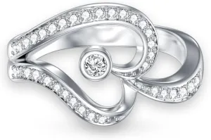 1/14 Carat Diamond Heart Promise Ring for Women D Color VVS Clarity 18K Gold Plated 925 Sterling Silver Love Statement Ring
