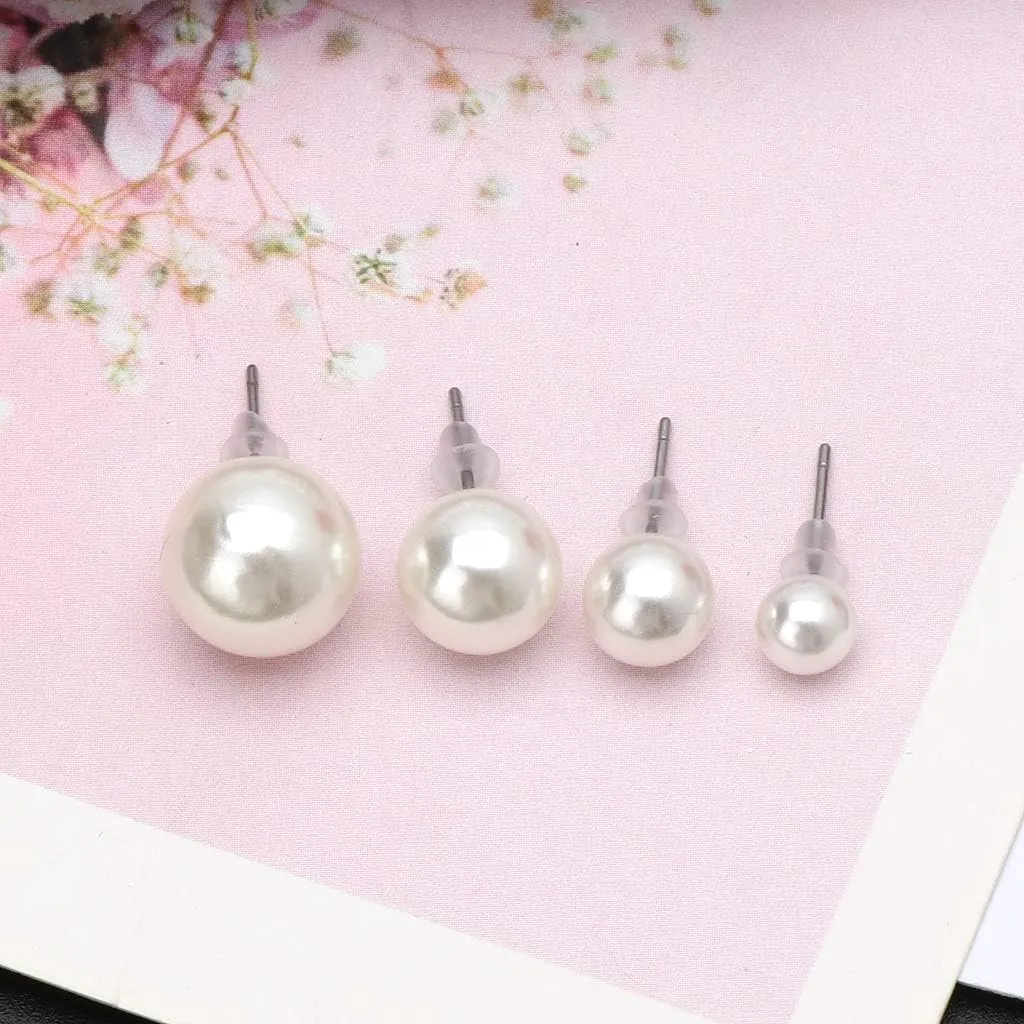 12 Pairs Shining Simulated Pearl Hypoallergenic Stud Earrings Jewelry Set Women