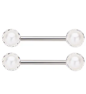 14G Double Pearl Nipple Barbell