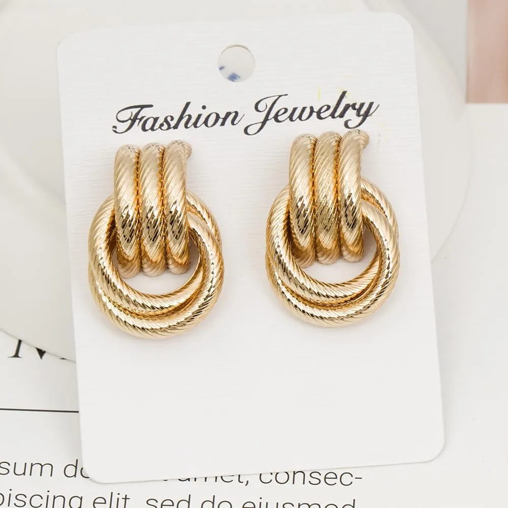 14K Chunky Gold Earrings Gold Geometric Drop Dangle Earrings for Women Large Hoop Gold Statement Earrings Hypoallergenic Fashion Earrings Jewelry