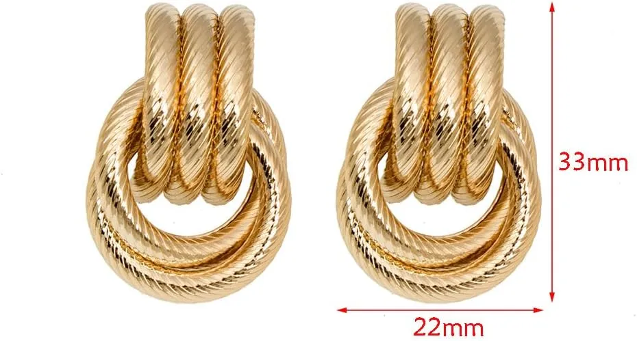 14K Chunky Gold Earrings Gold Geometric Drop Dangle Earrings for Women Large Hoop Gold Statement Earrings Hypoallergenic Fashion Earrings Jewelry