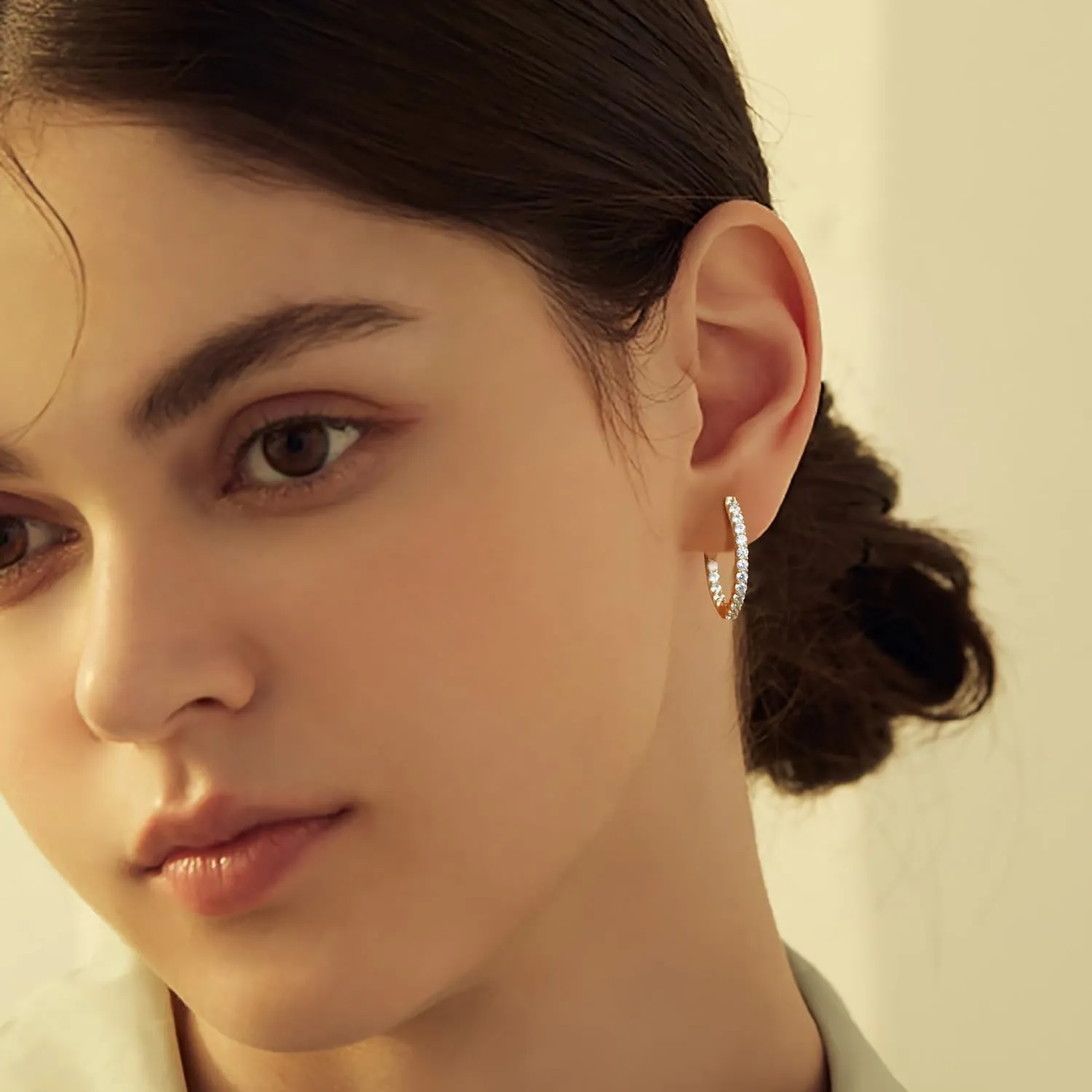 14K Gold Hoop Earrings Gold Earrings Diamond Earring with Sparkling Cubic Zirconia Hoops Earring for Women??s Hoops Jewelry 25mm
