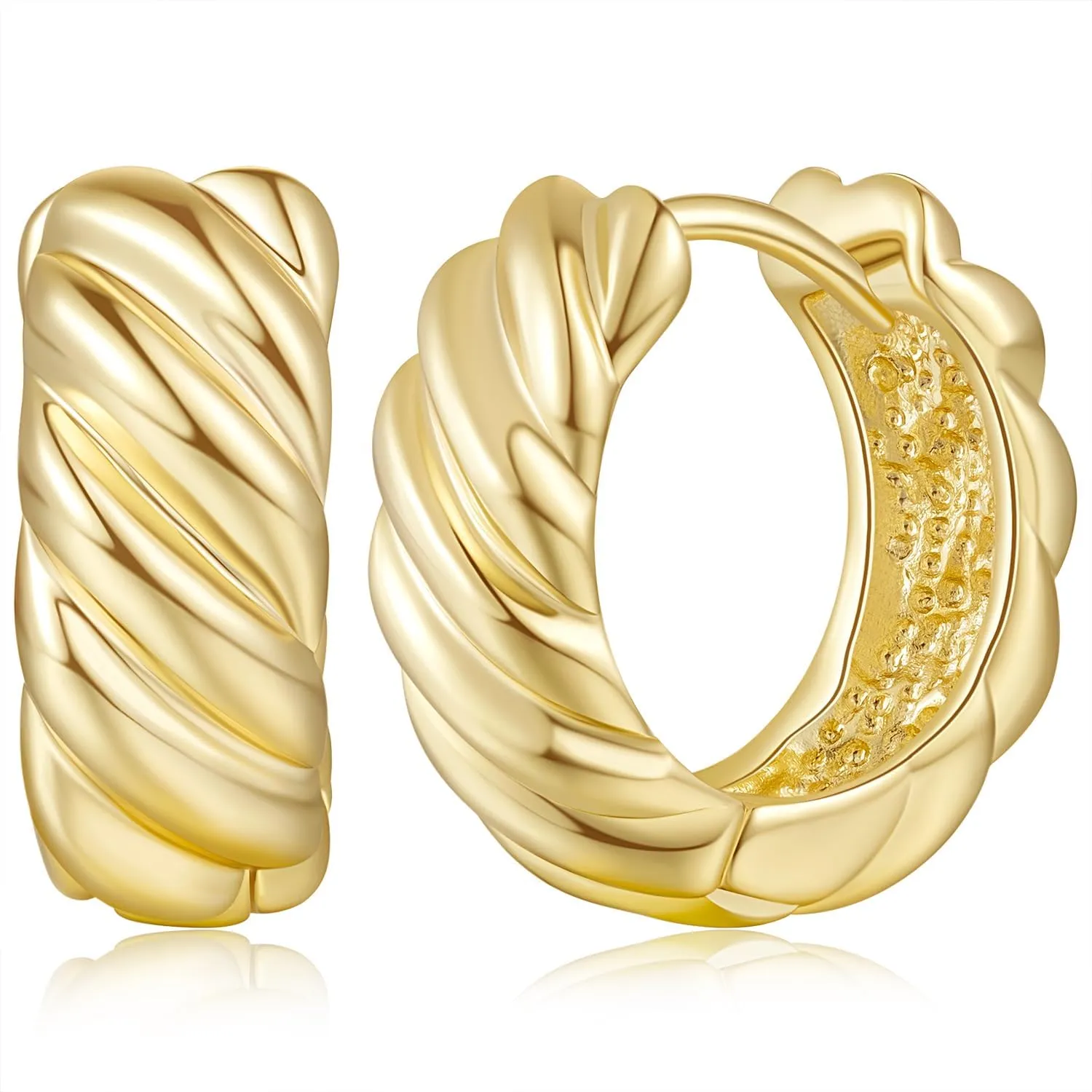 14K Gold Hoops Earrings 14 Karat Gold Hoop Earrings Twisted Thick Small Hoop Earring Mini Hoops Earring