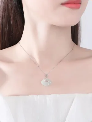 14K Gold Jade Pendant Necklace, Blessing Ruyi Jade Necklace, Beautiful Jewelry Gift for Mother, Wife, Girlfriend