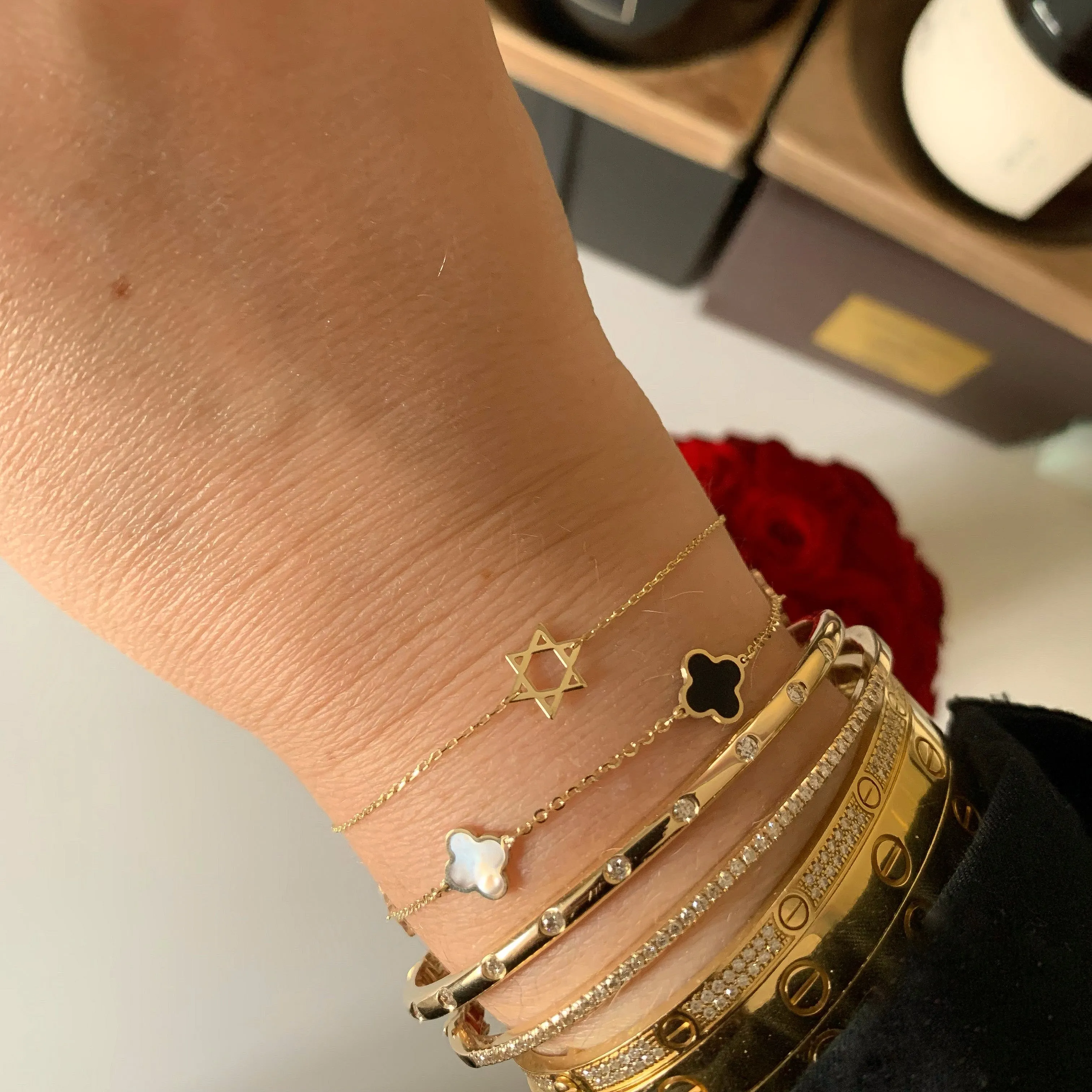 14K Gold Mini Star of David Bracelet