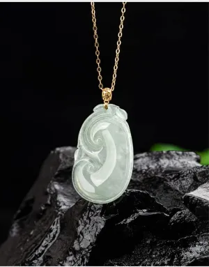 14K Gold Necklace with Jade Ruyi Pendant, Elegant Birthday or Birthday Gift for Women, Ideal for Wife or Mother