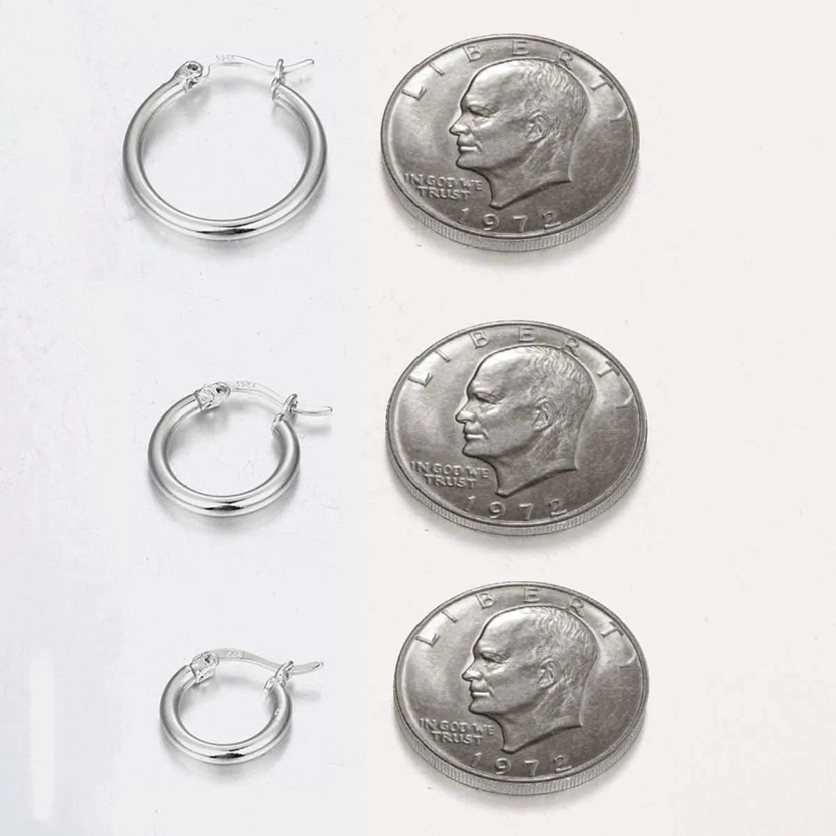 14K Gold Plated Hoop Earrings for Women, 4 Pairs Sterling Silver Post Small Hoops, Gold Huggie Earrings Set for Women Men (13mm 15mm 20mm 25mm)