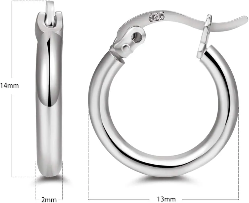 14K Gold Plated Hoop Earrings for Women, 4 Pairs Sterling Silver Post Small Hoops, Gold Huggie Earrings Set for Women Men (13mm 15mm 20mm 25mm)