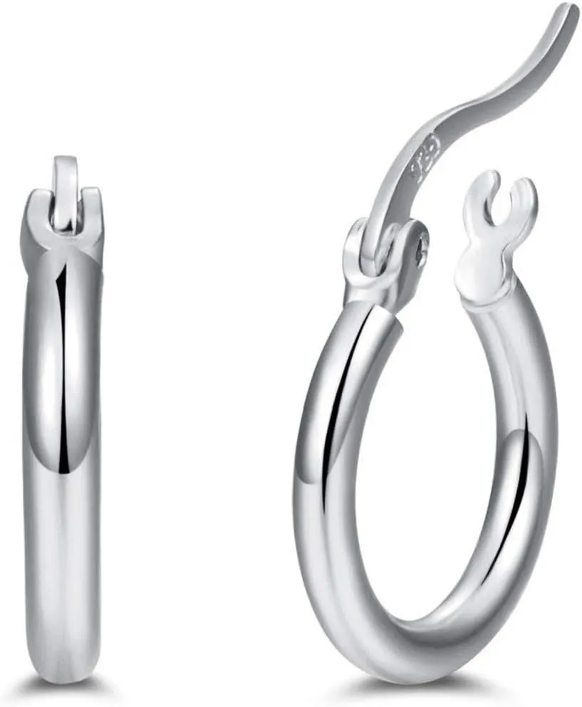 14K Gold Plated Hoop Earrings for Women, 4 Pairs Sterling Silver Post Small Hoops, Gold Huggie Earrings Set for Women Men (13mm 15mm 20mm 25mm)
