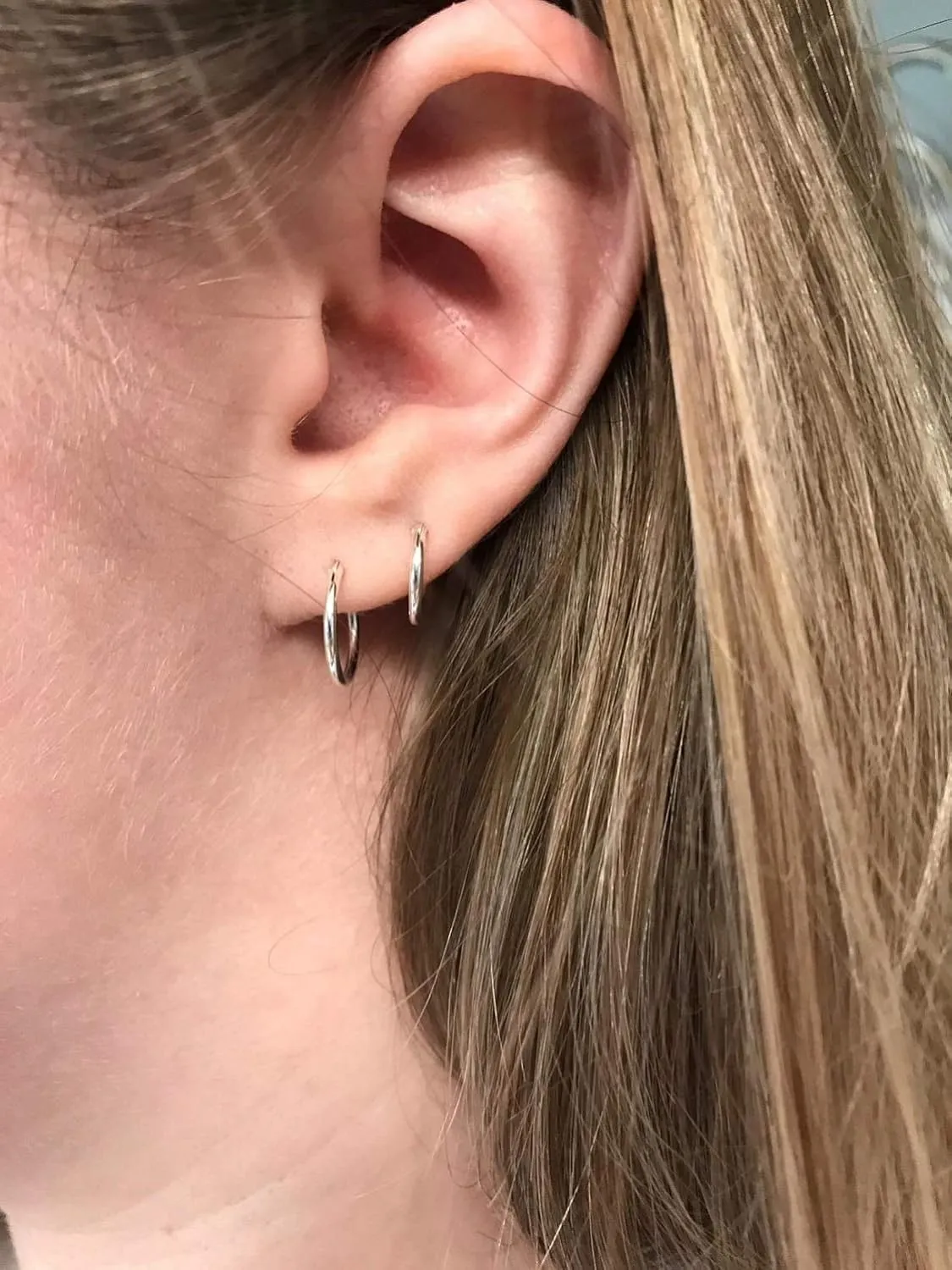 14K Gold Plated Hoop Earrings for Women, 4 Pairs Sterling Silver Post Small Hoops, Gold Huggie Earrings Set for Women Men (13mm 15mm 20mm 25mm)