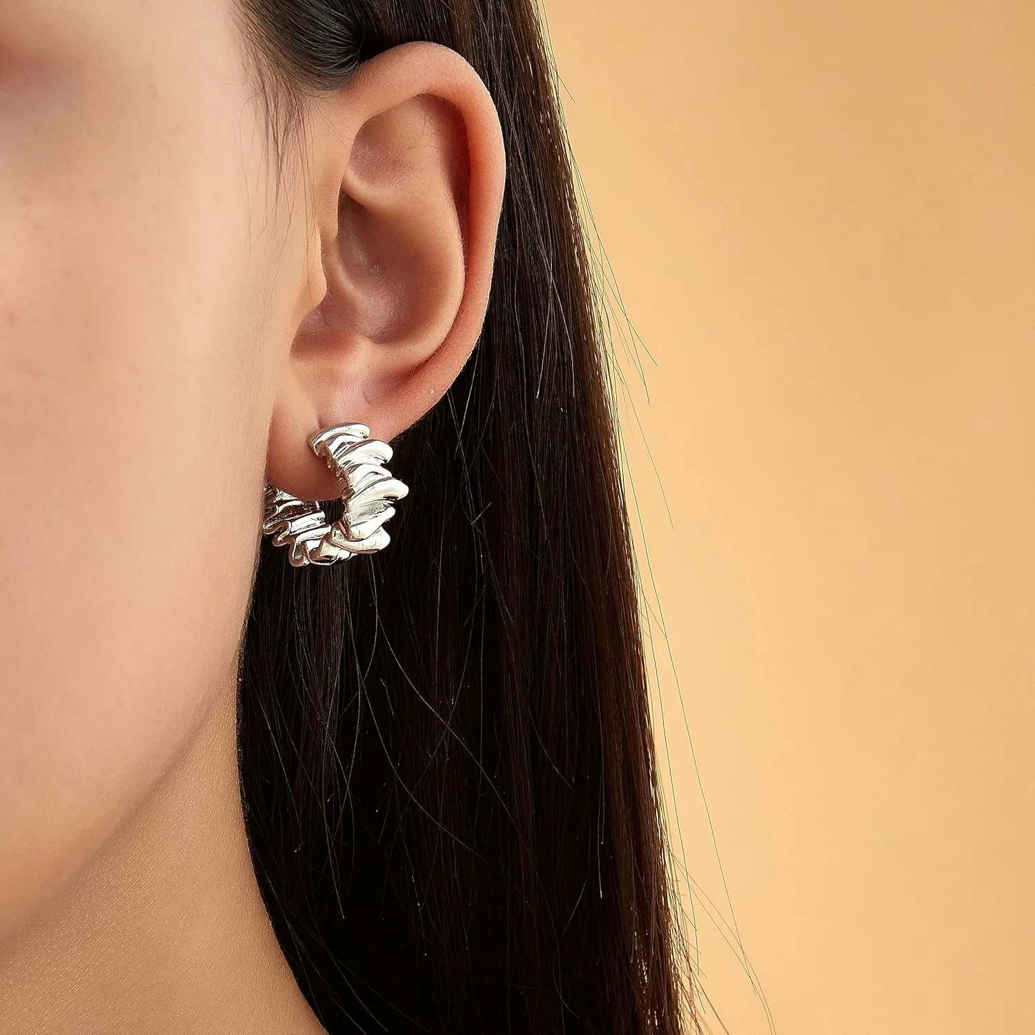 14K Gold Plated Hoop Earrings for Women, Trendy Gold Hoop Earrings Statement Cuff Lightweight Hypoallergenic Jewelry for Her