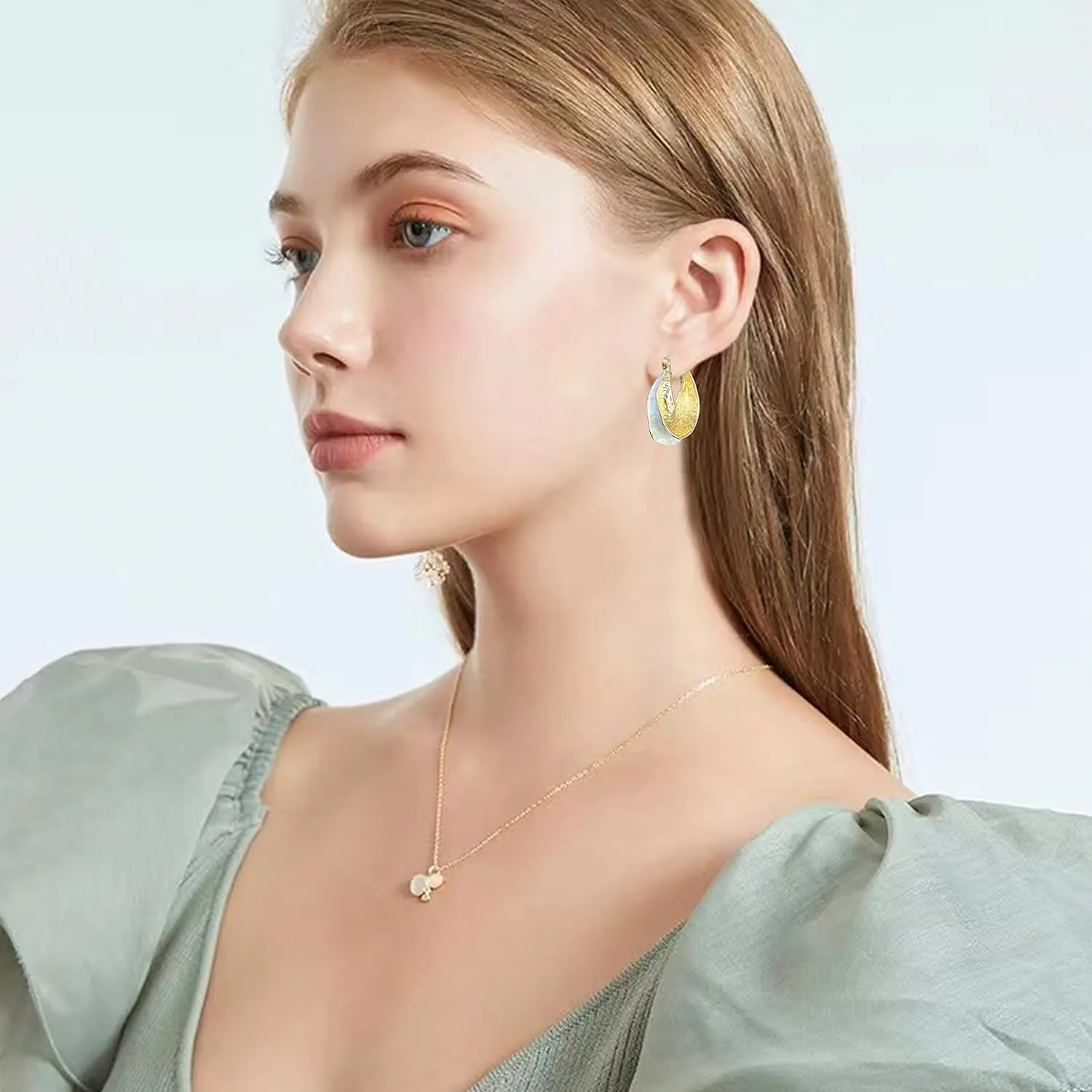 14K Gold Plated Vintage Enamel Chunky Hoops Huggie Earring Thick Lightweight Gold Hoop Earrings for Women Hypoallergenic Jewelry Gifts