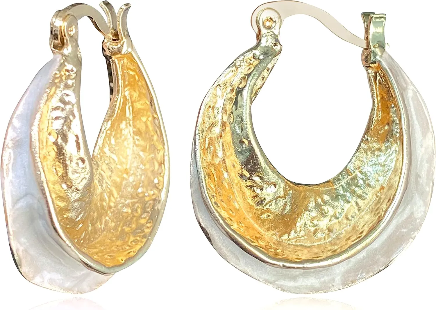 14K Gold Plated Vintage Enamel Chunky Hoops Huggie Earring Thick Lightweight Gold Hoop Earrings for Women Hypoallergenic Jewelry Gifts