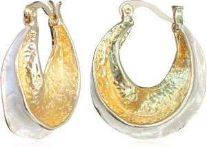 14K Gold Plated Vintage Enamel Chunky Hoops Huggie Earring Thick Lightweight Gold Hoop Earrings for Women Hypoallergenic Jewelry Gifts