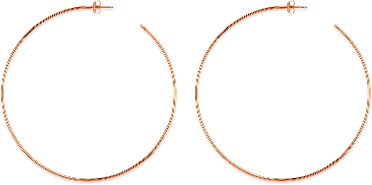 14k Gold Round Large Hoop Earrings, Diameter 40 mm