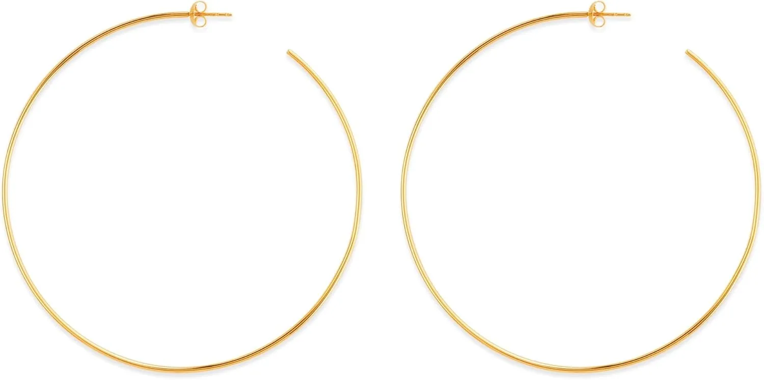 14k Gold Round Large Hoop Earrings, Diameter 40 mm