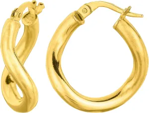 14K Gold Round Wavy Hoop Earrings, 20mm