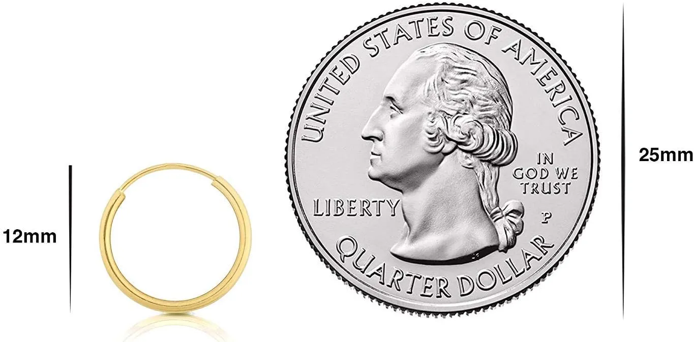 14k Solid Gold Endless Hoop Earrings, 14k Gold Thin Hoop Earrings, Cartilage Earrings, Helix Earring, Nose Hoop, Tragus Earring, 100% Real 14k Gold