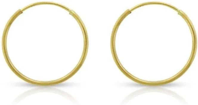 14k Solid Gold Endless Hoop Earrings, 14k Gold Thin Hoop Earrings, Cartilage Earrings, Helix Earring, Nose Hoop, Tragus Earring, 100% Real 14k Gold