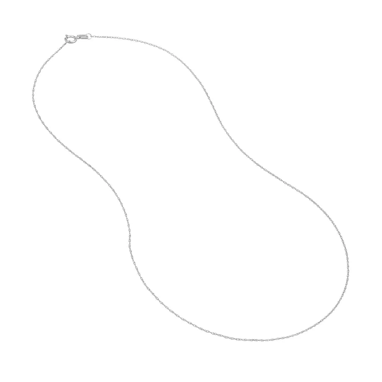 14K Yellow Gold and White Gold 0.80mm Pendant Rope Chain Necklace with Spring Ring