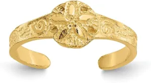 14k Yellow Gold Diamond-cut Sand Dollar Toe Ring