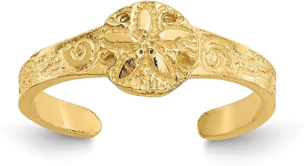 14k Yellow Gold Diamond-cut Sand Dollar Toe Ring