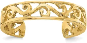 14k Yellow Gold Polished and Diamond-cut Toe Ring