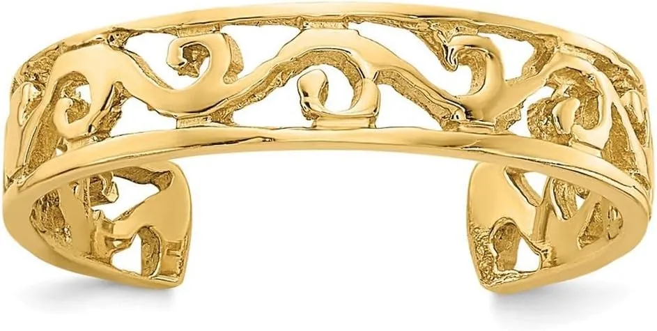 14k Yellow Gold Polished and Diamond-cut Toe Ring