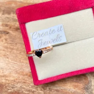 1.50 Ct Heart Black Diamond Classic Love Solitaire Accent Engagement Ring For Women Jewelry 14k Gold Plated Couple Promise Ring 925 Sterling Silver Handmade Valentine's Day Ring