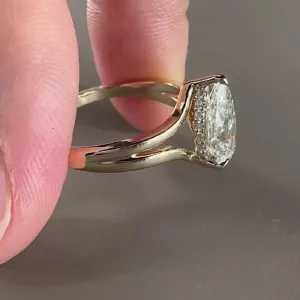 1.50 Ct Pear Cut Diamond Hidden Halo Split Shank Solitaire Engagement Ring For Women 14k Gold Pelted Wedding Ring 925 Sterling Silver Handmade Promise Ring Gift For Her