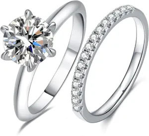 1.5CT Center Moissanite Stackable Engagement Rings Eternity Promise Wedding Ring 925 Sterling Silver Bridal Rings Sets for Women