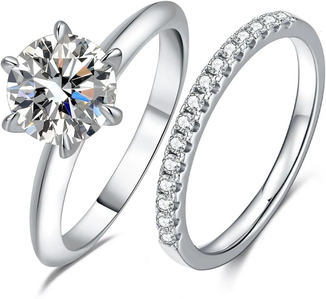 1.5CT Center Moissanite Stackable Engagement Rings Eternity Promise Wedding Ring 925 Sterling Silver Bridal Rings Sets for Women