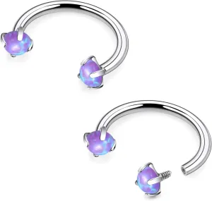 16G F136 Titanium Internal Thread Horseshoe Septum Nose Ring Piercing Jewelry Circular Barbell Helix Snug Tragus Rook Daith Cartilage Earring Lip Ring Piercing Jewelry for Women Men Opal