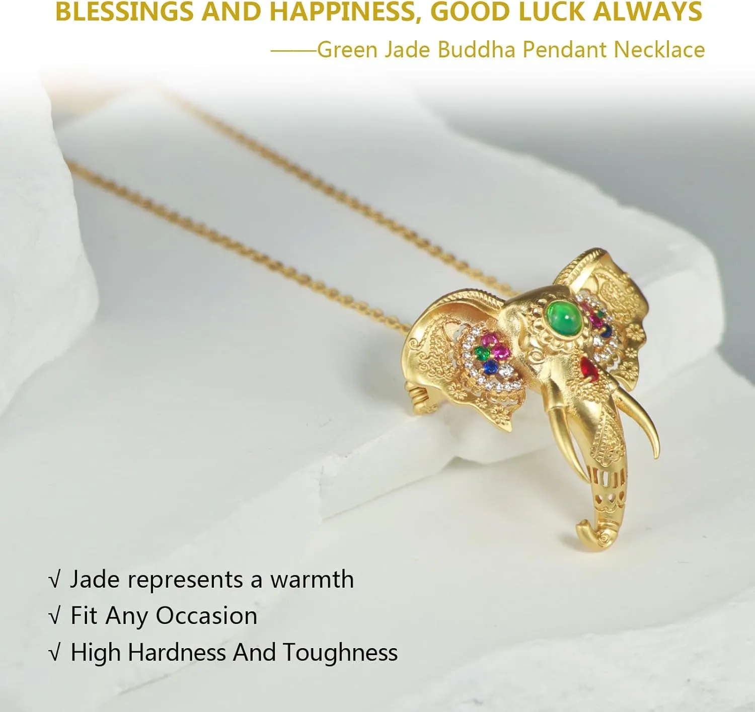 18K Gold Plated Natural Gemstone Pendant Necklace for Women, Adjustable Minimalist Chain for Daily & Special Occasions