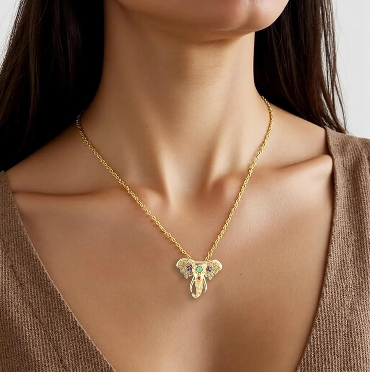 18K Gold Plated Natural Gemstone Pendant Necklace for Women, Adjustable Minimalist Chain for Daily & Special Occasions