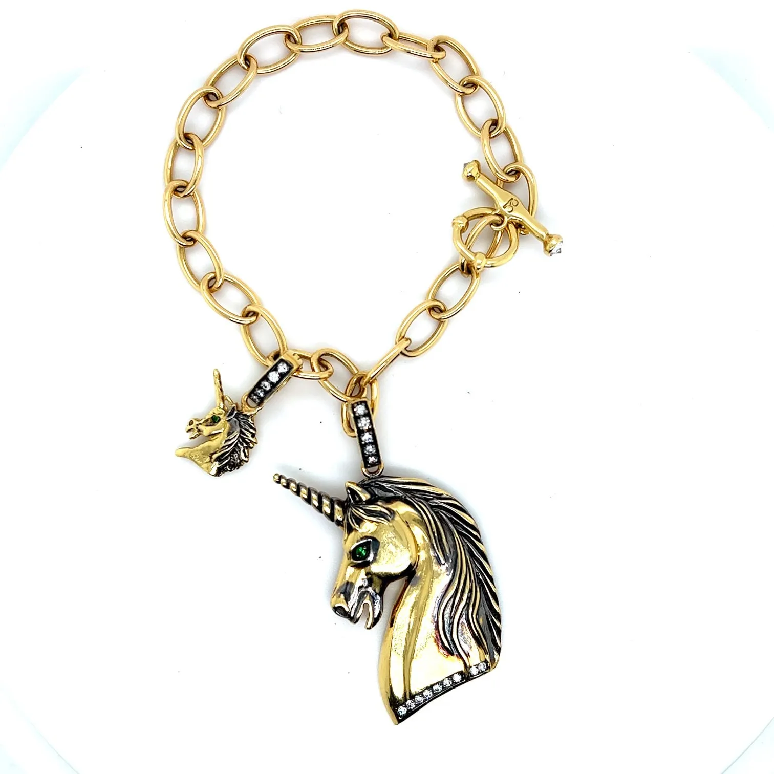 18kt Green Gold Unicorn Head Charm