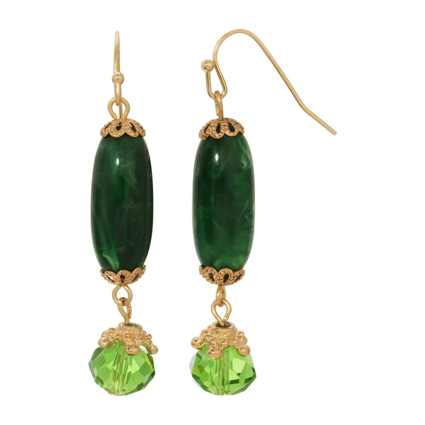 1928 Jewelry Long Bead & Crystal Dangle Earrings