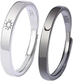 1Pair Adjustable Sun and Moon Couple Rings Promise Jewelry for Him Her Matching Star Rings present for Lovers Durable Material Comfortable