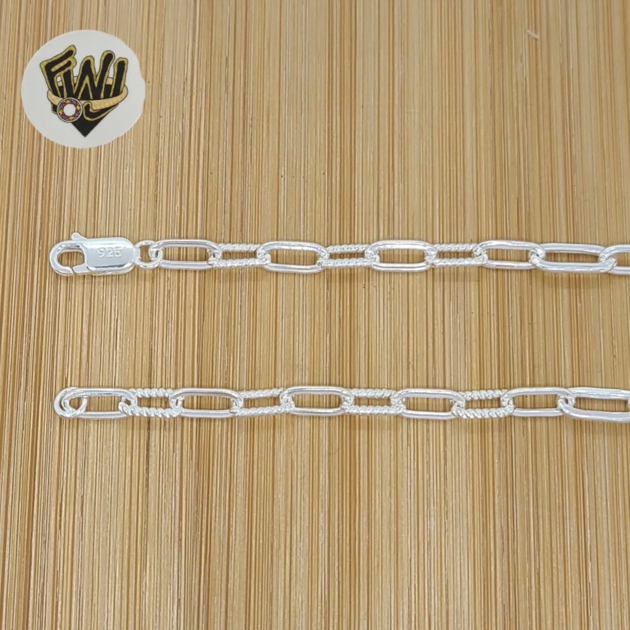 (2-8052) 925 Sterling Silver - 4mm Paper Clip Link Chain.