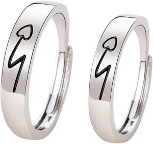 2Pcs Adjustable Couple Rings Open Rings for Men Rings for Women Wedding Promise Engagement Anniversary Ring